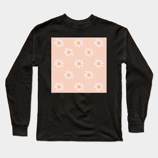 abstract pink, yellow & white daisies pattern Long Sleeve T-Shirt by SunwaveStickers